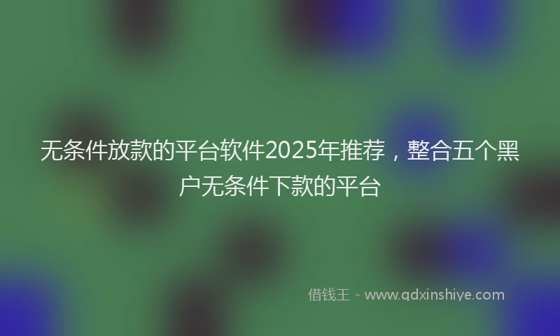 无条件放款的平台软件2025年推荐，整合五个黑户无条件下款的平台