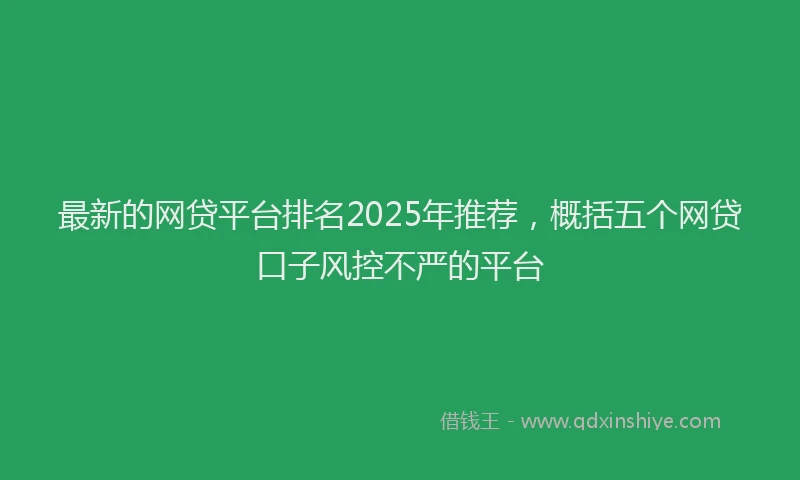最新的网贷平台排名2025年推荐，概括五个网贷口子风控不严的平台