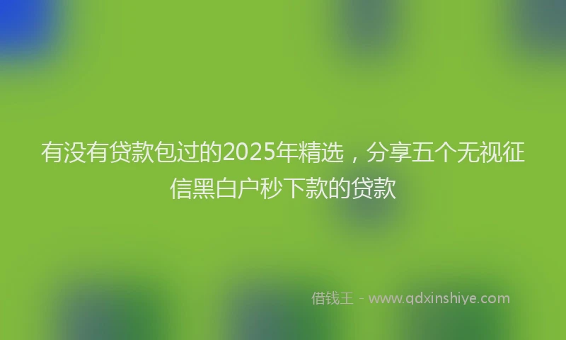 有没有贷款包过的2025年精选，分享五个无视征信黑白户秒下款的贷款