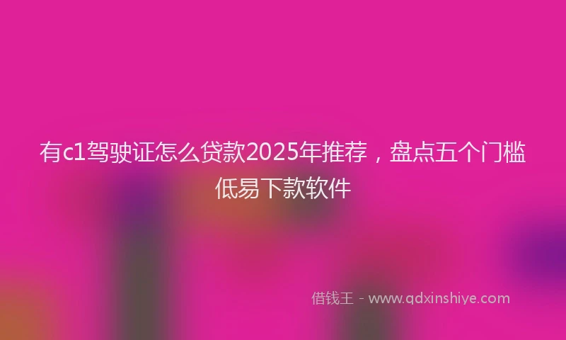 有c1驾驶证怎么贷款2025年推荐，盘点五个门槛低易下款软件