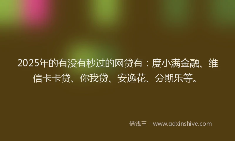 2025年的有没有秒过的网贷有：度小满金融、维信卡卡贷、你我贷、安逸花、分期乐等。