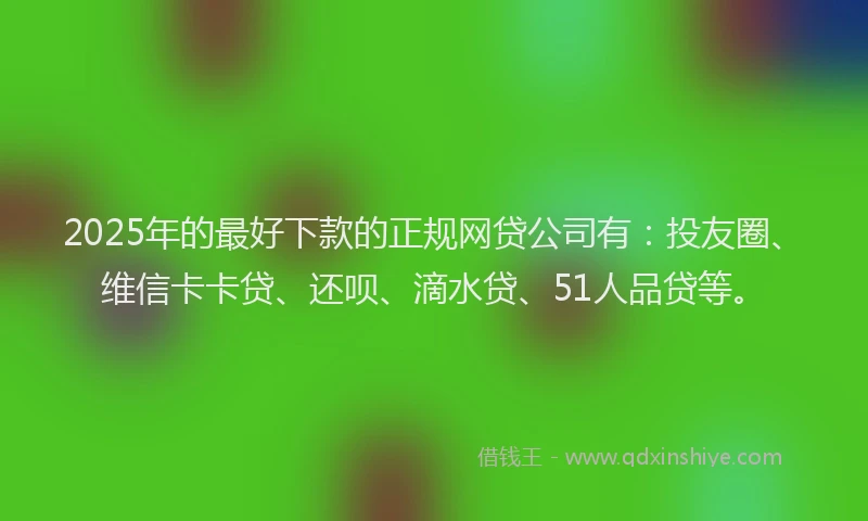2025年的最好下款的正规网贷公司有：投友圈、维信卡卡贷、还呗、滴水贷、51人品贷等。