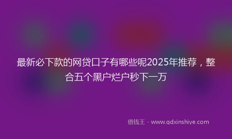 最新必下款的网贷口子有哪些呢2025年推荐，整合五个黑户烂户秒下一万