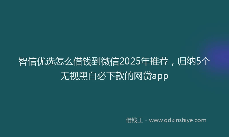 智信优选怎么借钱到微信2025年推荐，归纳5个无视黑白必下款的网贷app