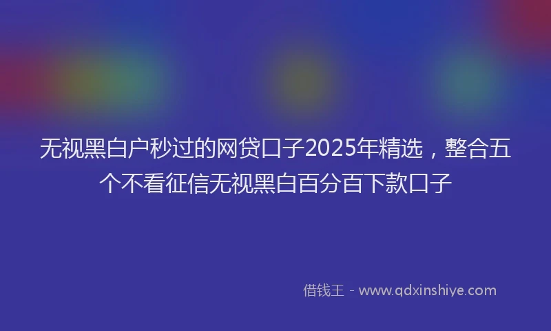 无视黑白户秒过的网贷口子2025年精选，整合五个不看征信无视黑白百分百下款口子