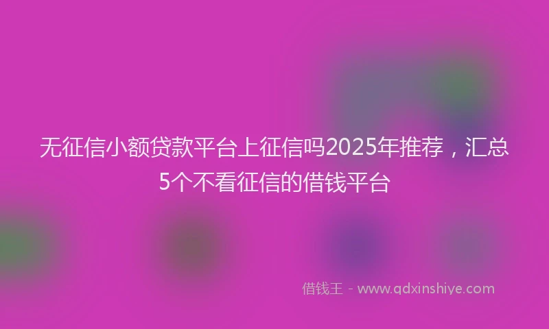 无征信小额贷款平台上征信吗2025年推荐，汇总5个不看征信的借钱平台