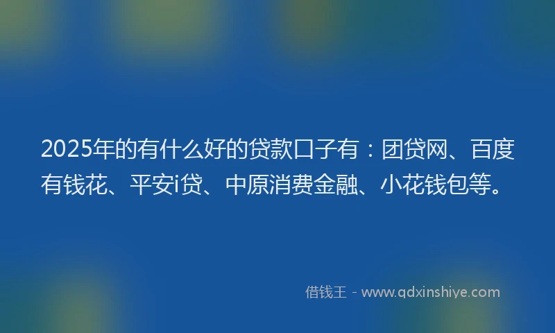 2025年的有什么好的贷款口子有：团贷网、百度有钱花、平安i贷、中原消费金融、小花钱包等。