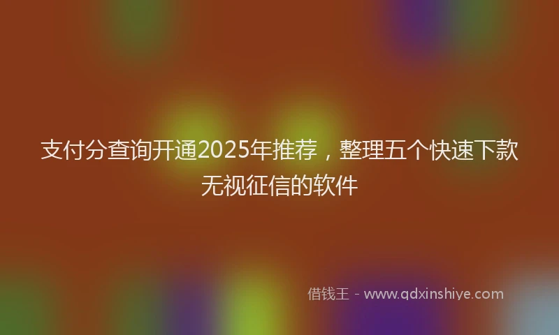 支付分查询开通2025年推荐，整理五个快速下款无视征信的软件