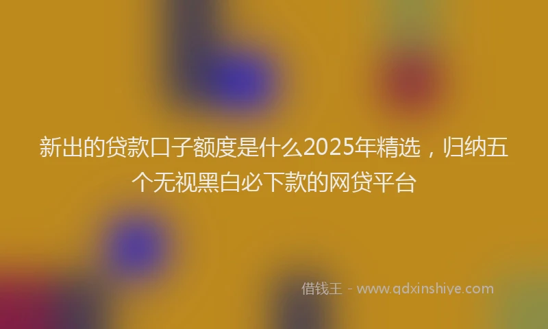 新出的贷款口子额度是什么2025年精选，归纳五个无视黑白必下款的网贷平台