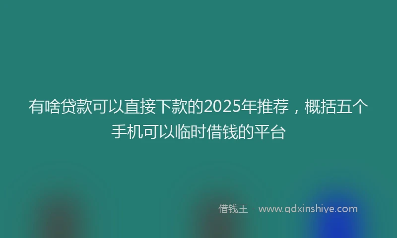 有啥贷款可以直接下款的2025年推荐，概括五个手机可以临时借钱的平台