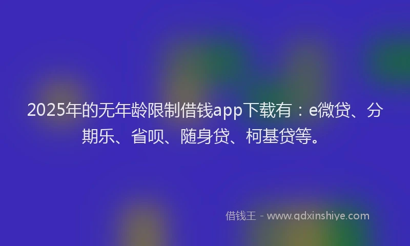 2025年的无年龄限制借钱app下载有：e微贷、分期乐、省呗、随身贷、柯基贷等。