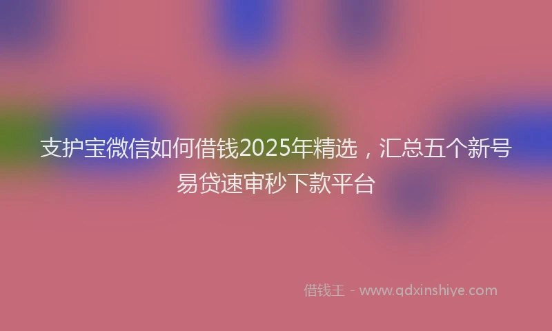 支护宝微信如何借钱2025年精选，汇总五个新号易贷速审秒下款平台