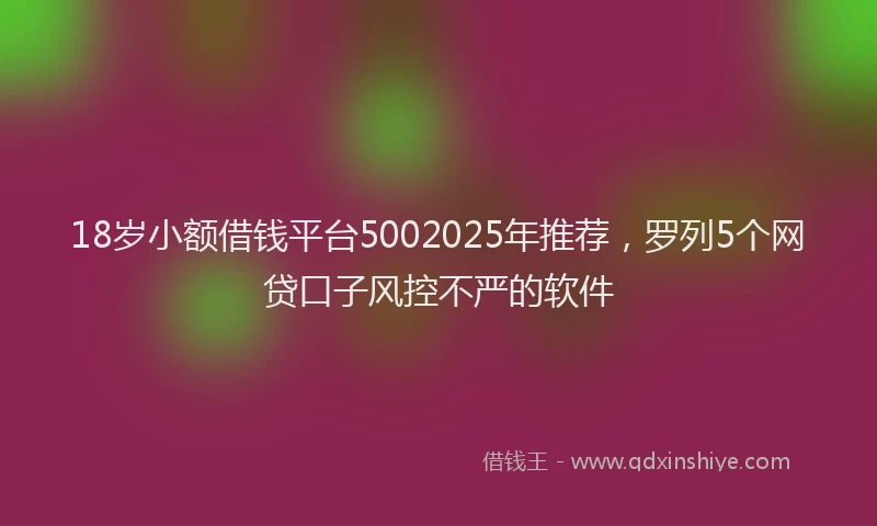 18岁小额借钱平台5002025年推荐，罗列5个网贷口子风控不严的软件