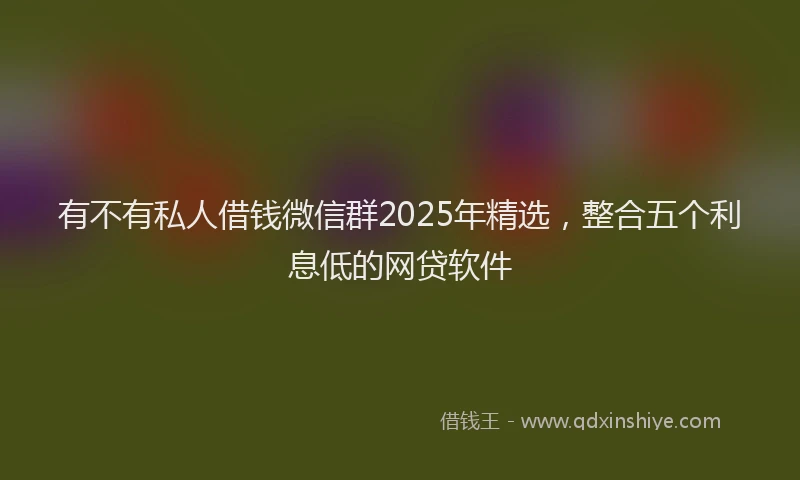 有不有私人借钱微信群2025年精选，整合五个利息低的网贷软件