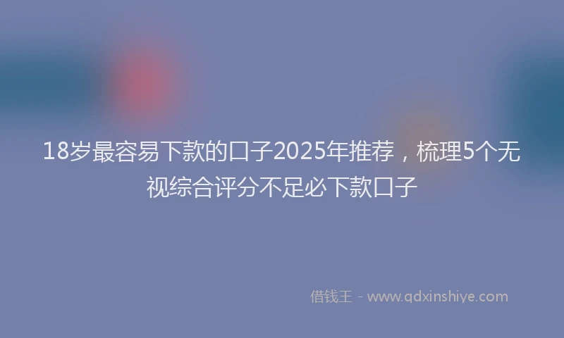 18岁最容易下款的口子2025年推荐，梳理5个无视综合评分不足必下款口子