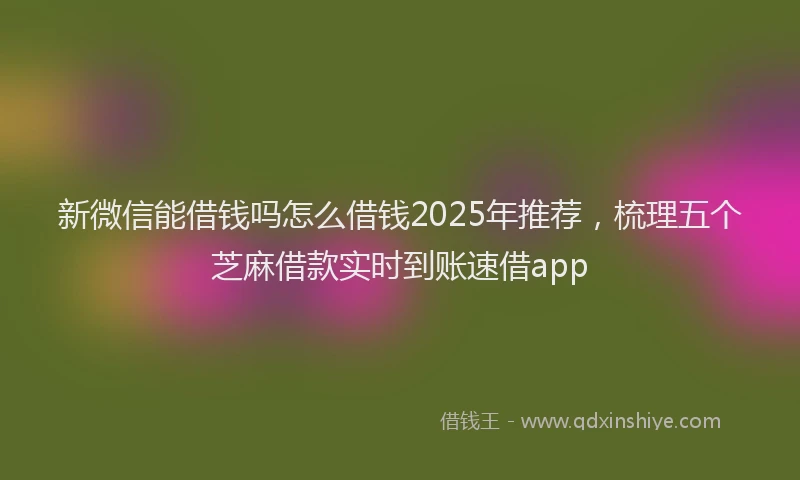 新微信能借钱吗怎么借钱2025年推荐，梳理五个芝麻借款实时到账速借app
