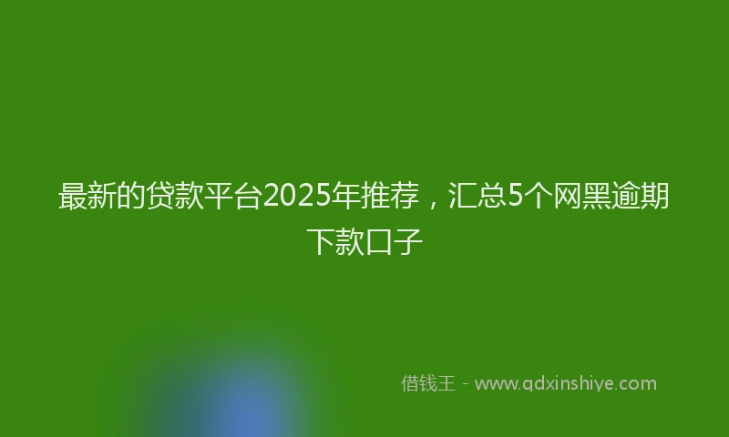 最新的贷款平台2025年推荐，汇总5个网黑逾期下款口子