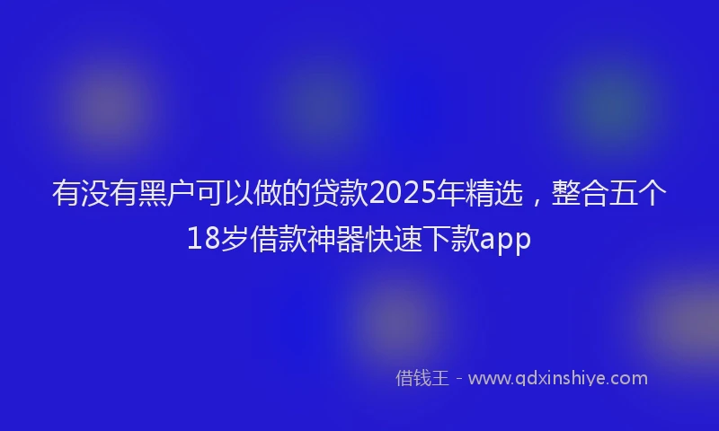 有没有黑户可以做的贷款2025年精选，整合五个18岁借款神器快速下款app