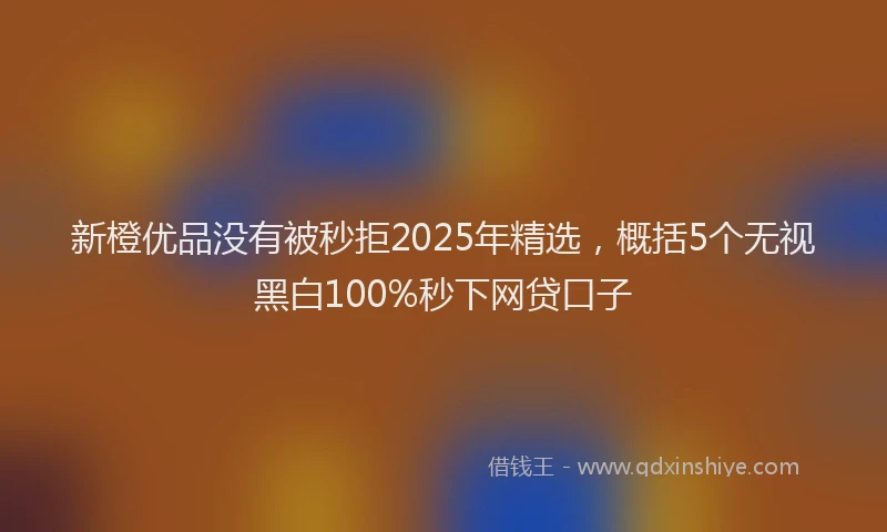 新橙优品没有被秒拒2025年精选，概括5个无视黑白100%秒下网贷口子