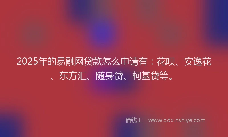 2025年的易融网贷款怎么申请有：花呗、安逸花、东方汇、随身贷、柯基贷等。