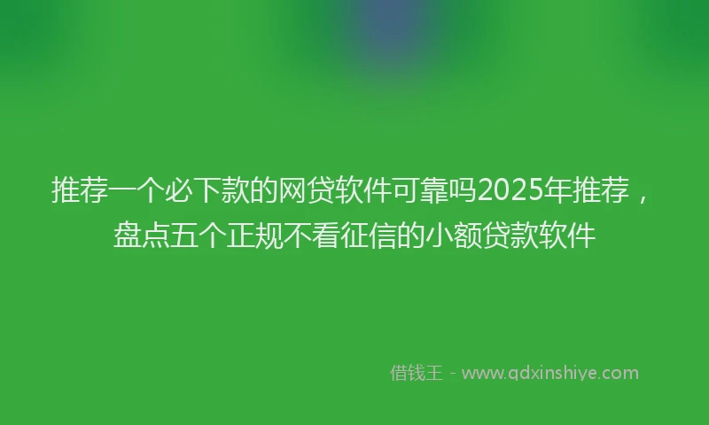 推荐一个必下款的网贷软件可靠吗2025年推荐，盘点五个正规不看征信的小额贷款软件