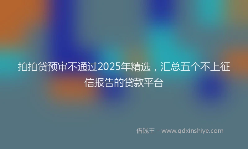 拍拍贷预审不通过2025年精选，汇总五个不上征信报告的贷款平台