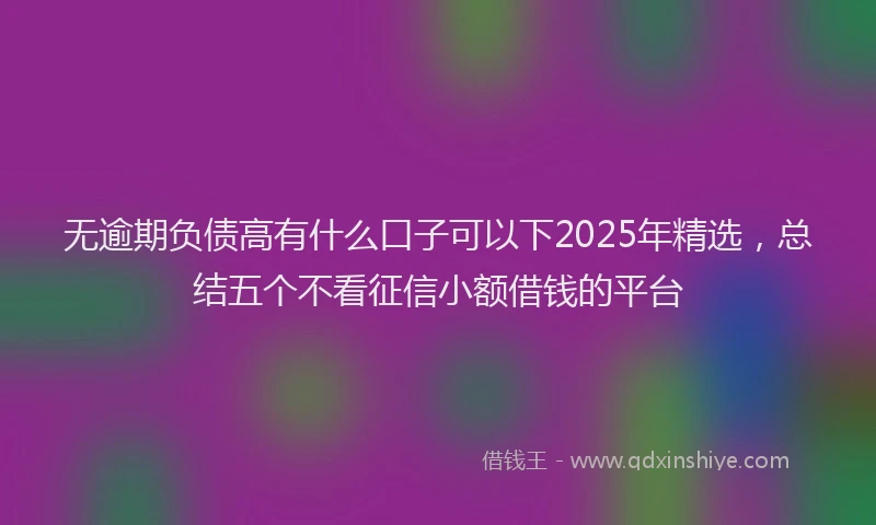 无逾期负债高有什么口子可以下2025年精选，总结五个不看征信小额借钱的平台