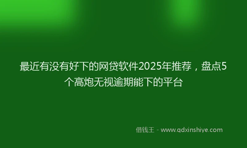 最近有没有好下的网贷软件2025年推荐，盘点5个高炮无视逾期能下的平台