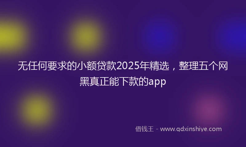 无任何要求的小额贷款2025年精选，整理五个网黑真正能下款的app