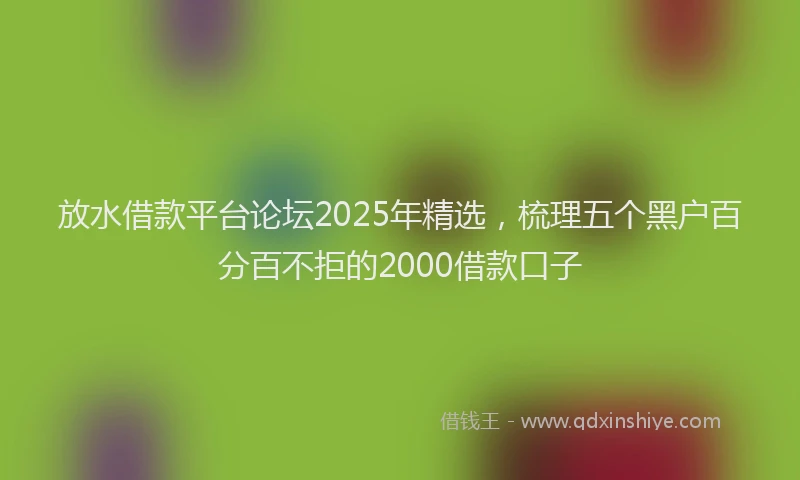 放水借款平台论坛2025年精选，梳理五个黑户百分百不拒的2000借款口子