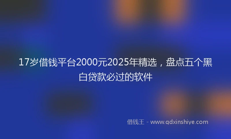 17岁借钱平台2000元2025年精选，盘点五个黑白贷款必过的软件