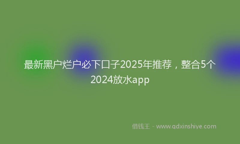 最新黑户烂户必下口子2025年推荐，整合5个2024放水app