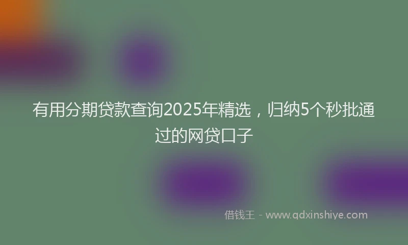 有用分期贷款查询2025年精选，归纳5个秒批通过的网贷口子