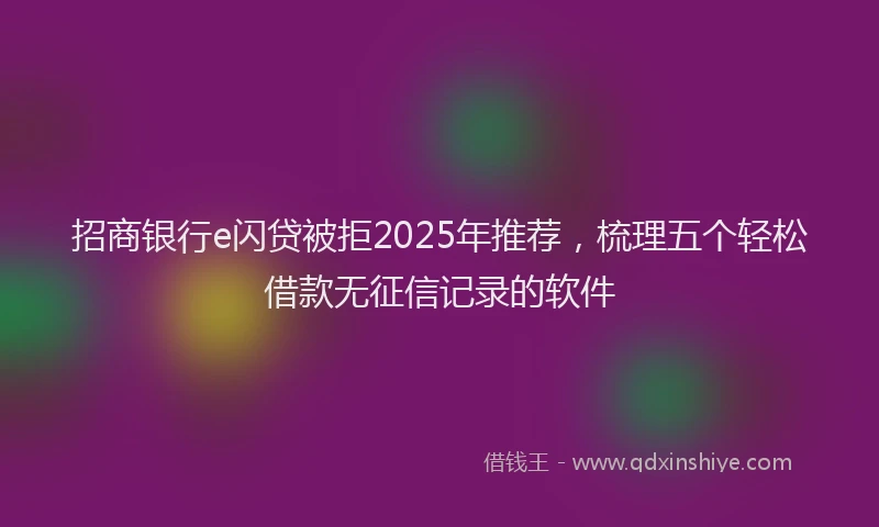 招商银行e闪贷被拒2025年推荐，梳理五个轻松借款无征信记录的软件