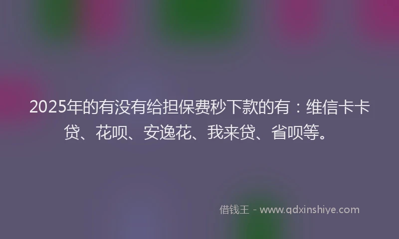 2025年的有没有给担保费秒下款的有：维信卡卡贷、花呗、安逸花、我来贷、省呗等。