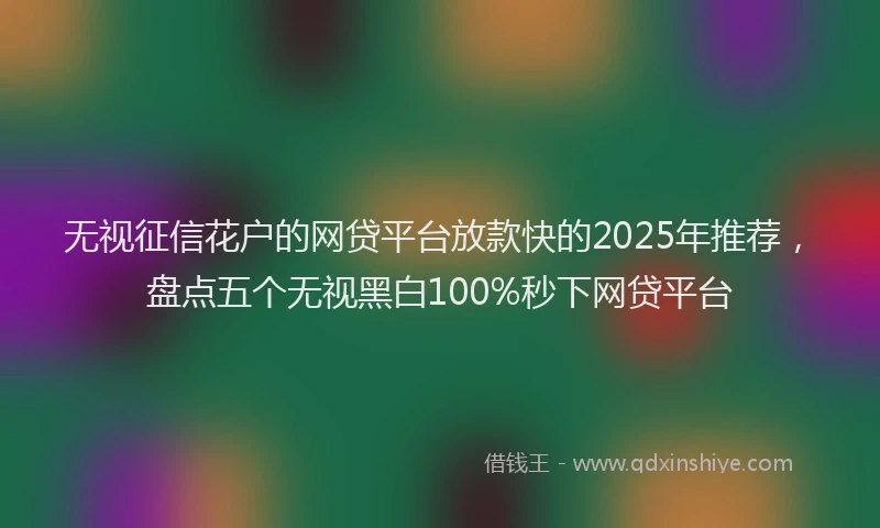 无视征信花户的网贷平台放款快的2025年推荐，盘点五个无视黑白100%秒下网贷平台