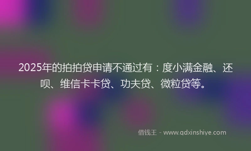 2025年的拍拍贷申请不通过有：度小满金融、还呗、维信卡卡贷、功夫贷、微粒贷等。