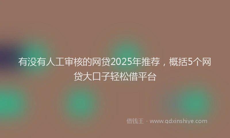 有没有人工审核的网贷2025年推荐，概括5个网贷大口子轻松借平台