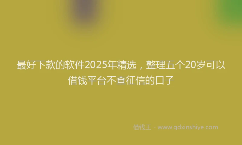 最好下款的软件2025年精选，整理五个20岁可以借钱平台不查征信的口子