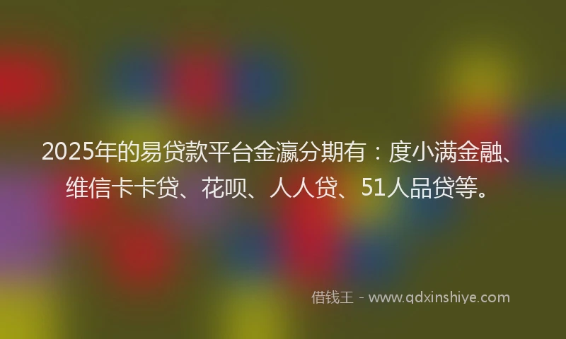 2025年的易贷款平台金瀛分期有：度小满金融、维信卡卡贷、花呗、人人贷、51人品贷等。