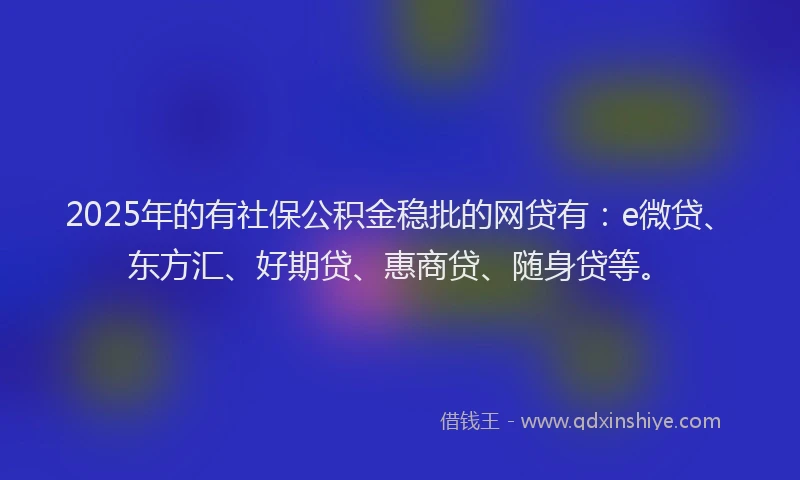 2025年的有社保公积金稳批的网贷有：e微贷、东方汇、好期贷、惠商贷、随身贷等。