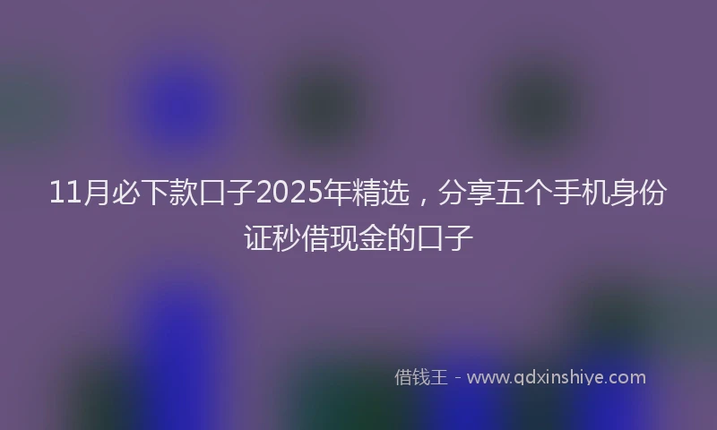 11月必下款口子2025年精选，分享五个手机身份证秒借现金的口子