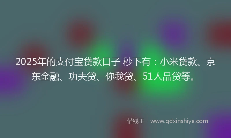 2025年的支付宝贷款口子 秒下有：小米贷款、京东金融、功夫贷、你我贷、51人品贷等。