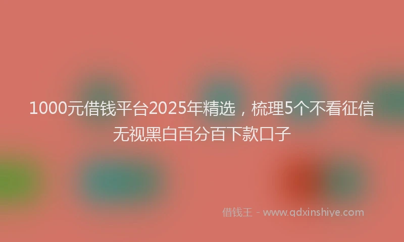 1000元借钱平台2025年精选，梳理5个不看征信无视黑白百分百下款口子