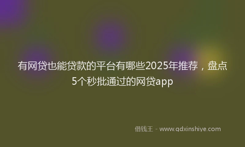 有网贷也能贷款的平台有哪些2025年推荐，盘点5个秒批通过的网贷app