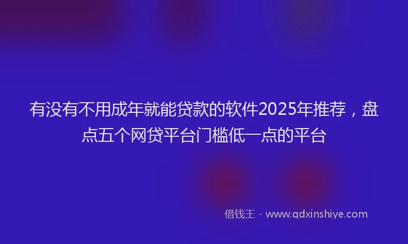 有没有不用成年就能贷款的软件2025年推荐，盘点五个网贷平台门槛低一点的平台