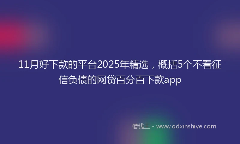 11月好下款的平台2025年精选，概括5个不看征信负债的网贷百分百下款app