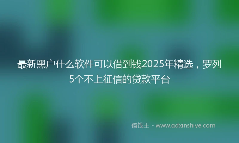最新黑户什么软件可以借到钱2025年精选，罗列5个不上征信的贷款平台