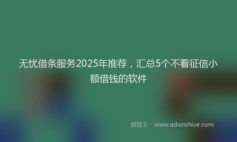 无忧借条服务2025年推荐，汇总5个不看征信小额借钱的软件