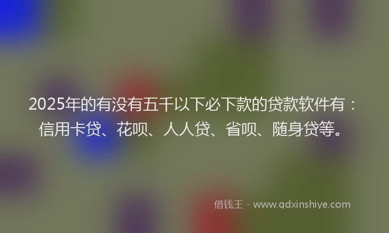 2025年的有没有五千以下必下款的贷款软件有：信用卡贷、花呗、人人贷、省呗、随身贷等。